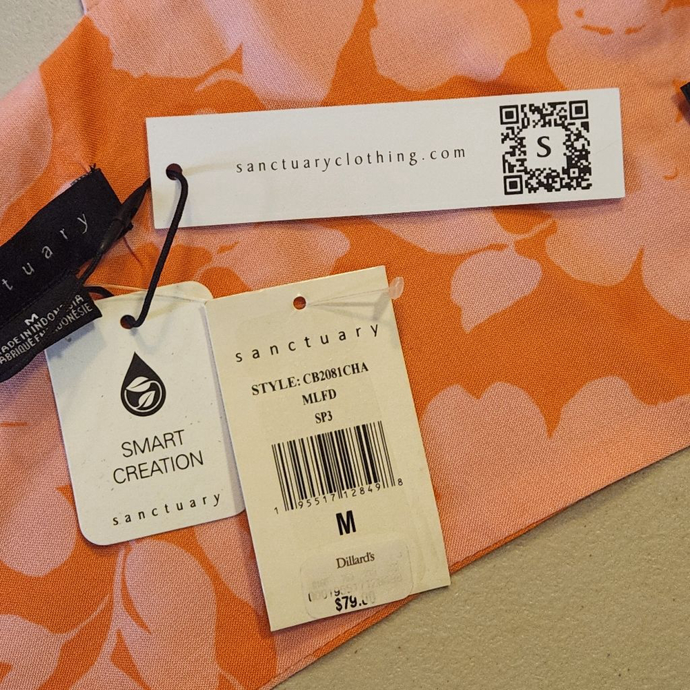 Sanctuary Orange and Pink Floral Cropped Top Medium NWT (7454) - Picture 5 of 7